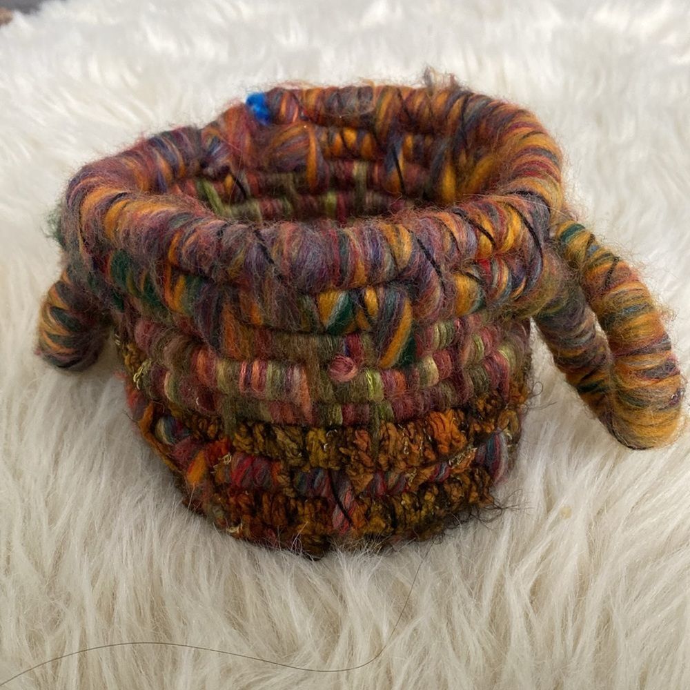 Loonie Bin Multicolor Yarn by Kim Handmade 6” Diameter NWOT